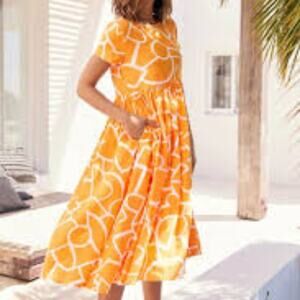 Mister Zimi Short Sleeve A Line Dress In Maui Print 12 AU 8 US